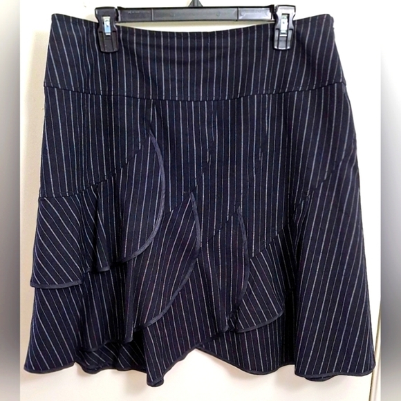 DKNYC Dresses & Skirts - DKNY CITY Flirty Navy Blue Pinstriped Assymetrical Mini Skirt